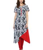 Grey Printed cotton stitched kurti
