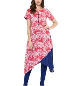 Pink Printed cotton stitched kurti