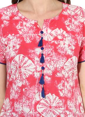 Pink Printed cotton stitched kurti 6