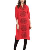 Pink Printed cotton stitched kurti
