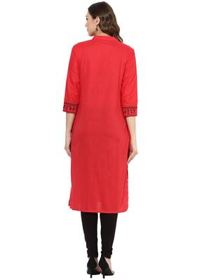 Pink Printed cotton stitched kurti 2