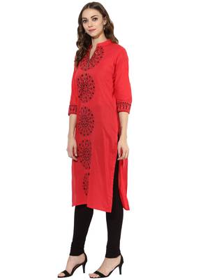 Pink Printed cotton stitched kurti 3
