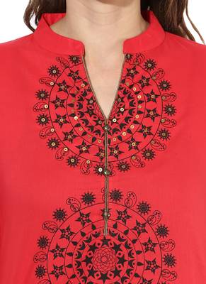 Pink Printed cotton stitched kurti 6