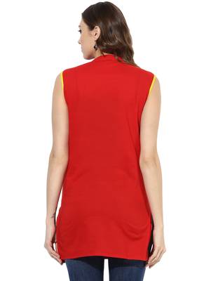 Red Embroidered cotton stitched kurti 2