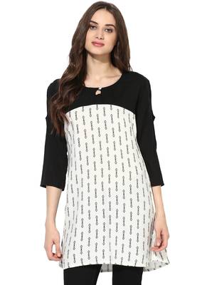 Off white printed Rayon stitched kurti 1