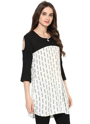 Off white printed Rayon stitched kurti 4
