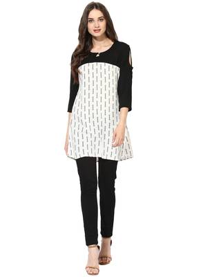 Off white printed Rayon stitched kurti 5