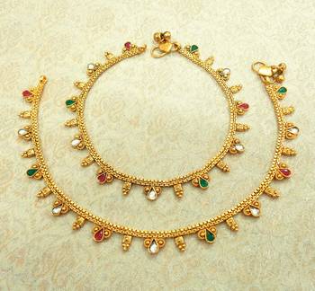 Multicolor kundan kundan anklets 1
