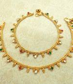 Multicolor kundan kundan anklets