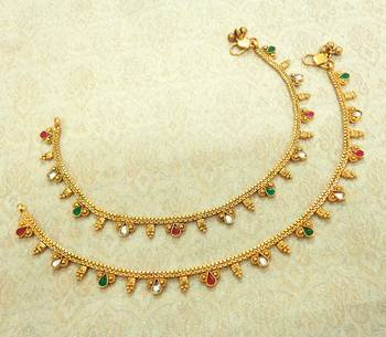 Multicolor kundan kundan anklets 2