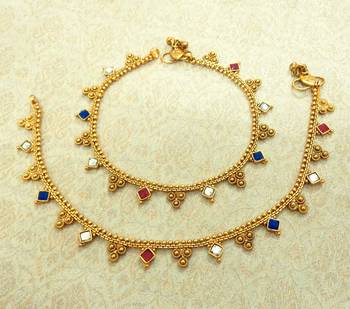 Multicolor kundan kundan anklets 1