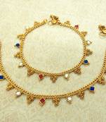 Multicolor kundan kundan anklets