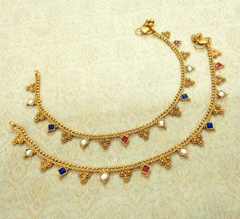 Multicolor kundan kundan anklets 2