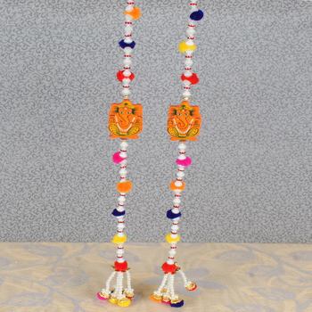 Ganesha Design Of Pearl String Long Diwali Door Hanging