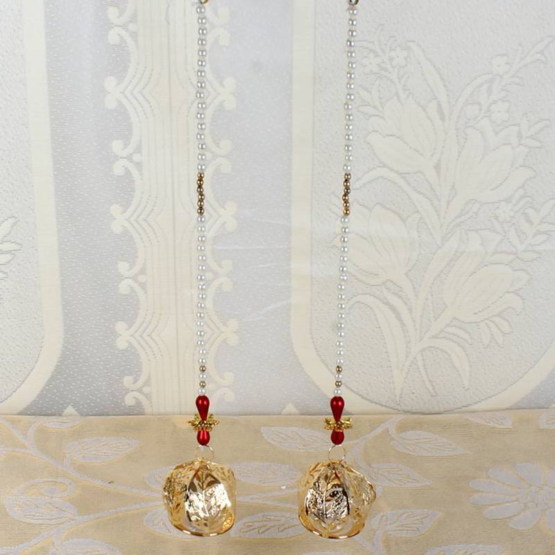 Diwali Decore of Pearl String with Golden Leaf lighting door Hanging