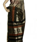 Ash color saree having printed art work