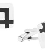 Black Checks Glossy Finish Square Cufflink For Men