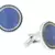 Round Blue Gold Rhodium Plated Brass Cufflink Pair for Men