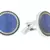 Round Blue Gold Rhodium Plated Brass Cufflink Pair for Men