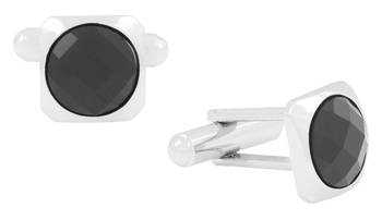 crystal 3D Square Black Rhodium Plated Brass Cufflink Pair for Men 1