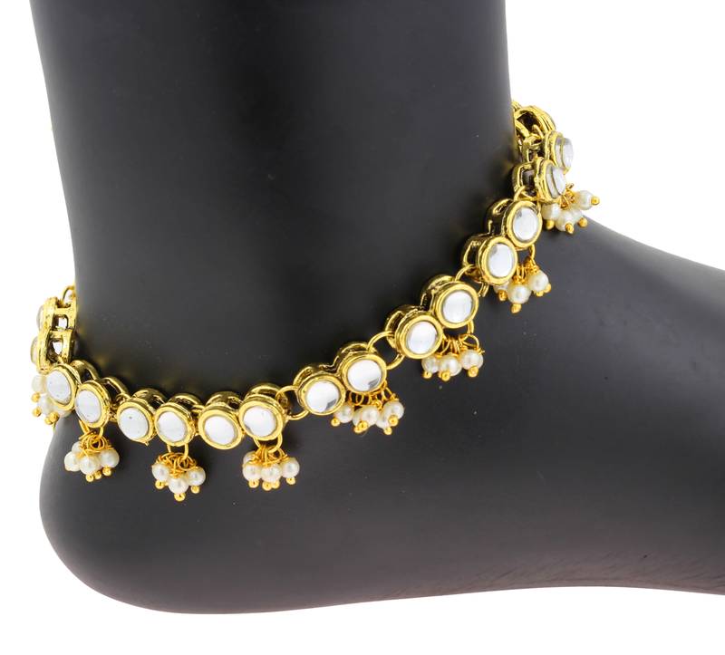 Gold yellow gold plated anklets