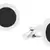 Round Black Enamel Rhodium Plated Brass Cufflink Pair for Men