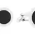 Round Black Enamel Rhodium Plated Brass Cufflink Pair for Men
