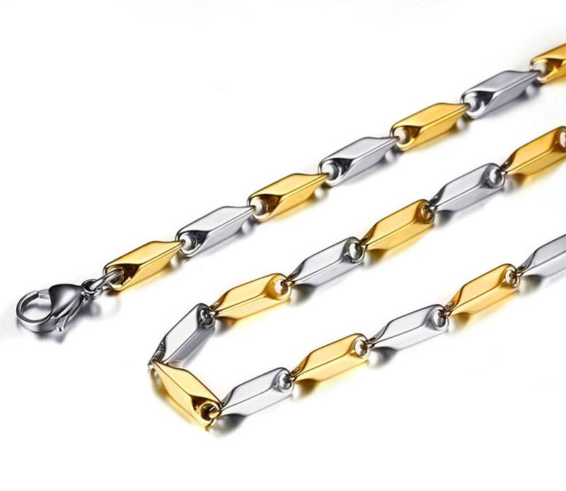 Italian Stainless Steel Slim And Light Two Tone Chain Men