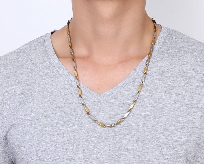 Italian Stainless Steel Slim And Light Two Tone Chain Men