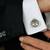 Glossy Rhodium Plated Triangle Grey Cufflink Pair For Men