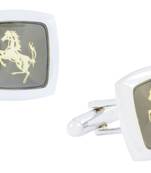 Horse Glossy Rhodium Plated Square Grey Gold Cufflink Pair For Men