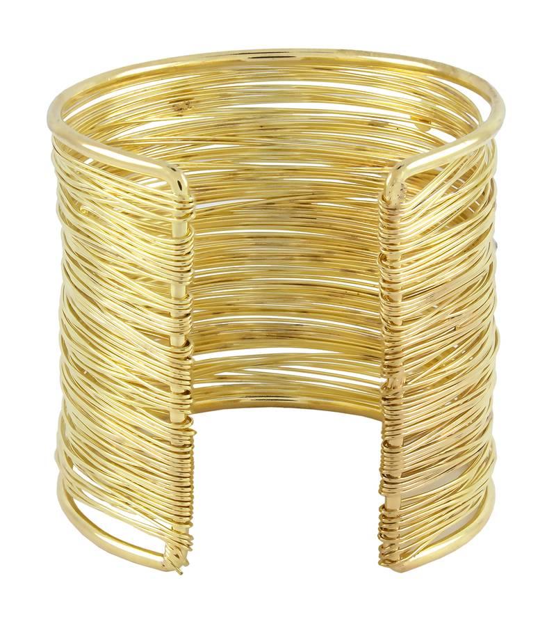 Party Statement Mesh Imported 18K Gold CZ Free Size Cuff Kada Bangle Bracelet Girls Women