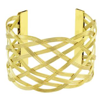 Wire Mesh Party Statement Imported 18K Gold Free Size Cuff Kada Bangle Bracelet For Girls Women 1