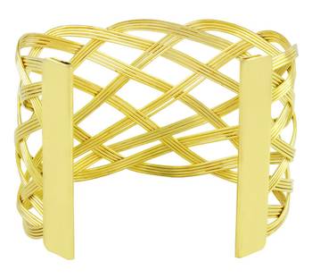 Wire Mesh Party Statement Imported 18K Gold Free Size Cuff Kada Bangle Bracelet For Girls Women 2