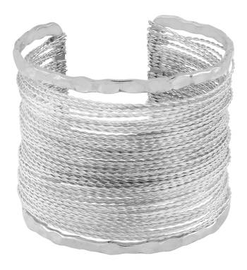 Party Statement Mesh Imported Rhodium Silver Free Size Cuff Kada Bangle Bracelet For Girls Women 1