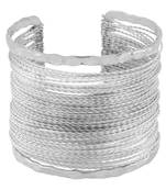 Party Statement Mesh Imported Rhodium Silver Free Size Cuff Kada Bangle Bracelet For Girls Women