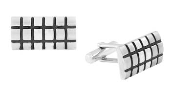 Rectangle Black Chequered Matt Finish Cufflink For Men 1