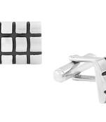 Rectangle Black Chequered Matt Finish Cufflink For Men