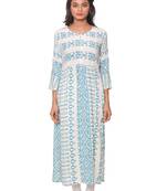 Blue printed cotton cotton-kurtis
