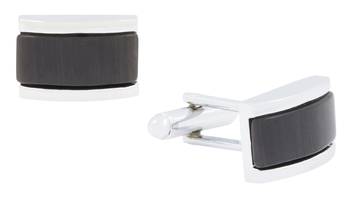 Black crystal in silver finish cufflink 1