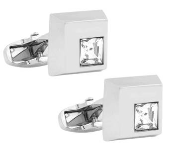 squae matt princess cut american diamond studded cufflink pair 1