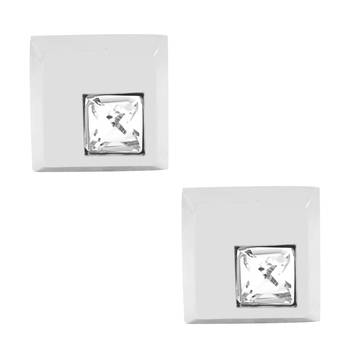 squae matt princess cut american diamond studded cufflink pair 2