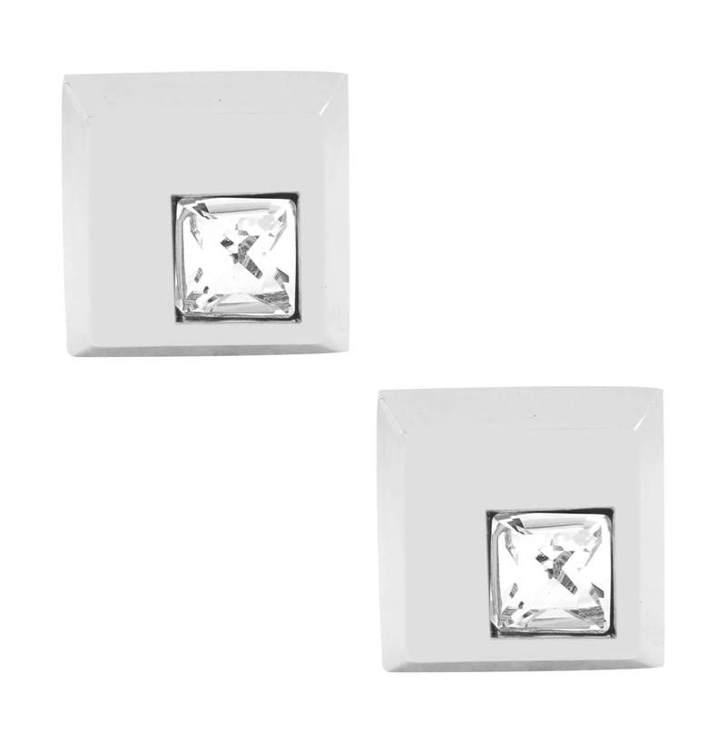 squae matt princess cut american diamond studded cufflink pair