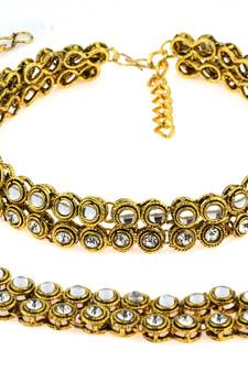 antique traditional gold ethnic kundan look  payal anklet pair