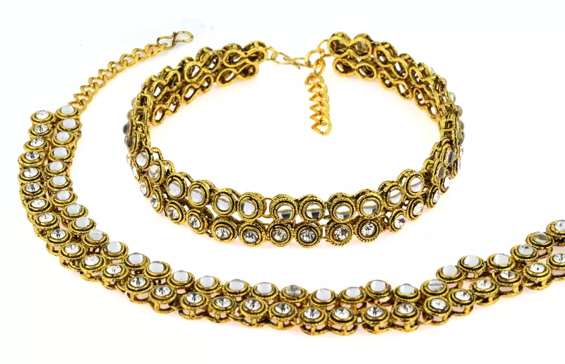 antique traditional gold ethnic kundan look  payal anklet pair