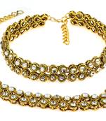 antique traditional gold ethnic kundan look  payal anklet pair