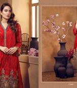 Red embroidered georgette salwar