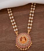 Off White Gold Plated Pearl Laxmi Pendant Necklace