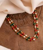 Golden pearl coral multicolour mala one gram gold