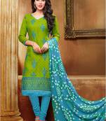 Green printed jacquard salwar with dupatta